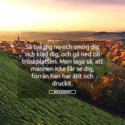 Picture 05 - Rut 3:3 SV1917 - Så två dig nu och smörj dig och kläd dig, och - Bible Verse Picture