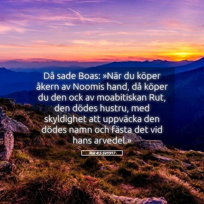 Picture 05 - Rut 4:5 SV1917 - Då sade Boas: »När du köper åkern av Noomis - Bible Verse Picture
