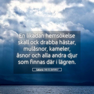 Picture 05 - Sakaria 14:15 SV1917 - En likadan hemsökelse skall ock drabba hästar, - Bible Verse Picture