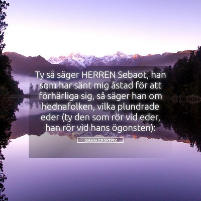 Picture 05 - Sakaria 2:8 SV1917 - Ty så säger HERREN Sebaot, han som har sänt - Bible Verse Picture