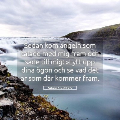 Picture 05 - Sakaria 5:5 SV1917 - Sedan kom ängeln som talade med mig fram och - Bible Verse Picture