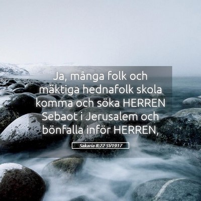 Picture 05 - Sakaria 8:22 SV1917 - Ja, många folk och mäktiga hednafolk skola - Bible Verse Picture