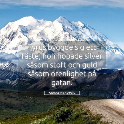Picture 05 - Sakaria 9:3 SV1917 - Tyrus byggde sig ett fäste; hon hopade silver - Bible Verse Picture
