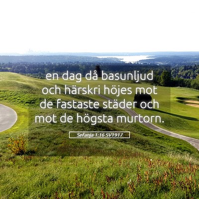 Picture 05 - Sefanja 1:16 SV1917 - en dag då basunljud och härskri höjes mot de - Bible Verse Picture