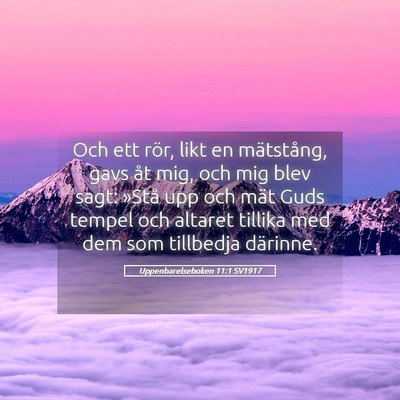 Picture 05 - Uppenbarelseboken 11:1 SV1917 - Och ett rör, likt en mätstång, gavs åt mig, - Bible Verse Picture