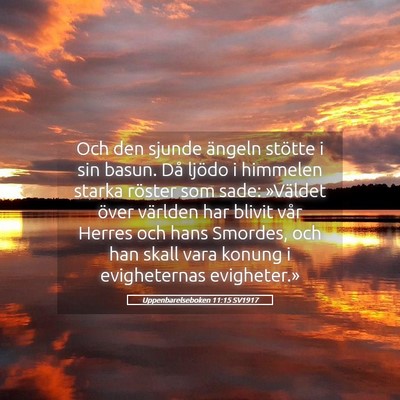 Picture 05 - Uppenbarelseboken 11:15 SV1917 - Och den sjunde ängeln stötte i sin basun. Då - Bible Verse Picture