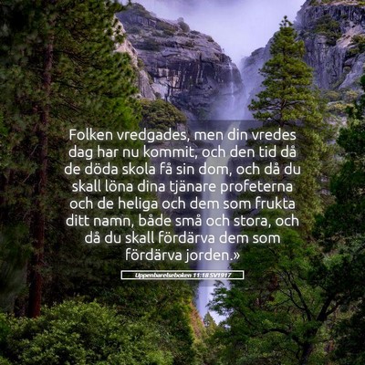 Picture 05 - Uppenbarelseboken 11:18 SV1917 - Folken vredgades, men din vredes dag har nu - Bible Verse Picture