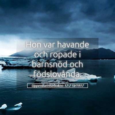 Picture 05 - Uppenbarelseboken 12:2 SV1917 - Hon var havande och ropade i barnsnöd och - Bible Verse Picture