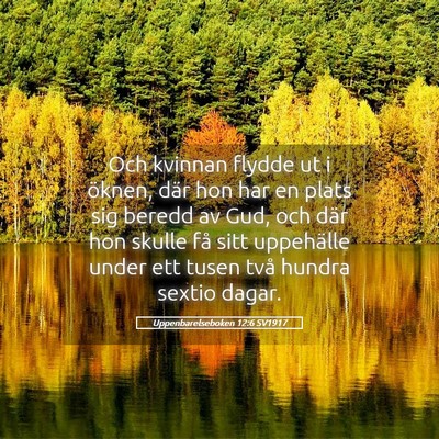Picture 05 - Uppenbarelseboken 12:6 SV1917 - Och kvinnan flydde ut i öknen, där hon har en - Bible Verse Picture