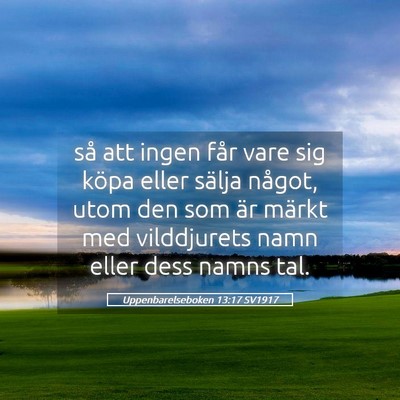 Picture 05 - Uppenbarelseboken 13:17 SV1917 - så att ingen får vare sig köpa eller sälja - Bible Verse Picture