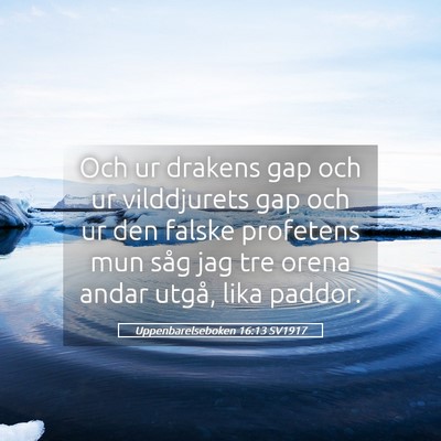 Picture 05 - Uppenbarelseboken 16:13 SV1917 - Och ur drakens gap och ur vilddjurets gap och ur - Bible Verse Picture