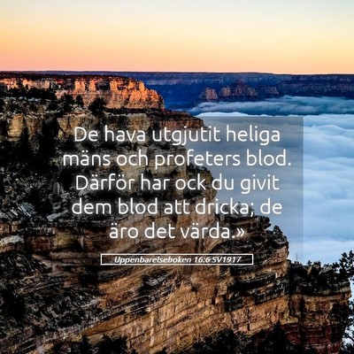 Picture 05 - Uppenbarelseboken 16:6 SV1917 - De hava utgjutit heliga mäns och profeters blod. - Bible Verse Picture