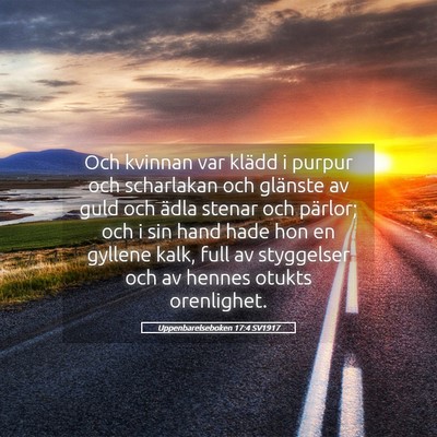 Picture 05 - Uppenbarelseboken 17:4 SV1917 - Och kvinnan var klädd i purpur och scharlakan - Bible Verse Picture