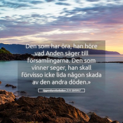 Picture 05 - Uppenbarelseboken 2:11 SV1917 - Den som har öra, han höre vad Anden säger till - Bible Verse Picture