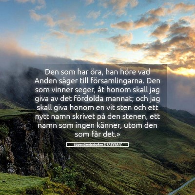 Picture 05 - Uppenbarelseboken 2:17 SV1917 - Den som har öra, han höre vad Anden säger till - Bible Verse Picture