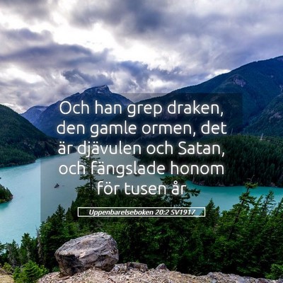 Picture 05 - Uppenbarelseboken 20:2 SV1917 - Och han grep draken, den gamle ormen, det är - Bible Verse Picture