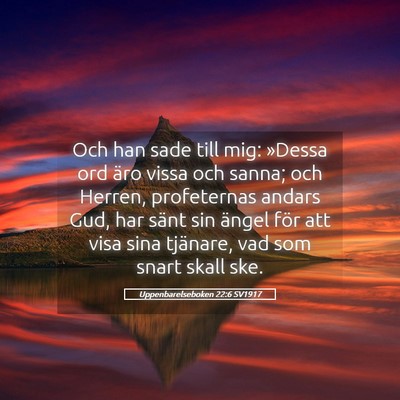Picture 05 - Uppenbarelseboken 22:6 SV1917 - Och han sade till mig: »Dessa ord äro vissa och - Bible Verse Picture