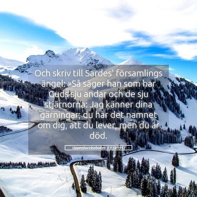 Picture 05 - Uppenbarelseboken 3:1 SV1917 - Och skriv till Sardes' församlings ängel: »Så - Bible Verse Picture