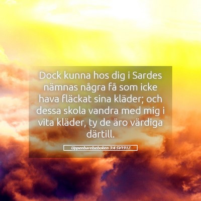 Picture 05 - Uppenbarelseboken 3:4 SV1917 - Dock kunna hos dig i Sardes nämnas några få - Bible Verse Picture