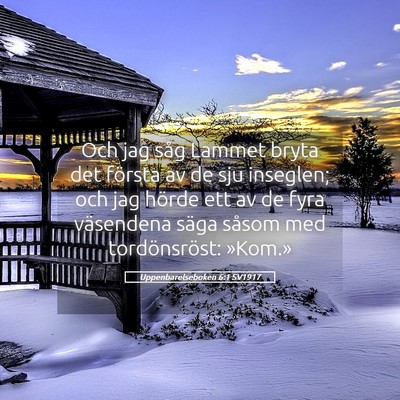Picture 05 - Uppenbarelseboken 6:1 SV1917 - Och jag såg Lammet bryta det första av de sju - Bible Verse Picture