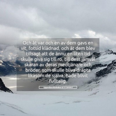 Picture 05 - Uppenbarelseboken 6:11 SV1917 - Och åt var och en av dem gavs en vit, fotsid - Bible Verse Picture