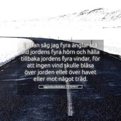Picture 05 - Uppenbarelseboken 7:1 SV1917 - Sedan såg jag fyra änglar stå vid jordens fyra - Bible Verse Picture