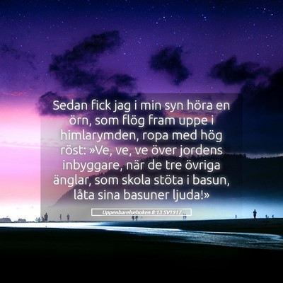 Picture 05 - Uppenbarelseboken 8:13 SV1917 - Sedan fick jag i min syn höra en örn, som flög - Bible Verse Picture