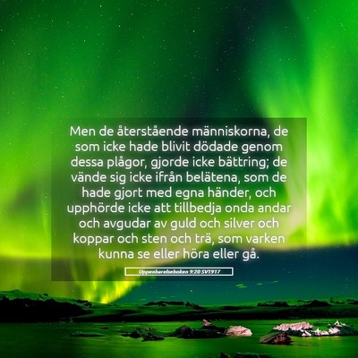 Picture 05 - Uppenbarelseboken 9:20 SV1917 - Men de återstående människorna, de som icke - Bible Verse Picture