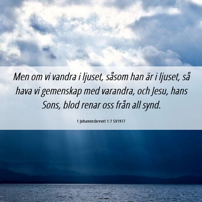 Picture 06 - 1 Johannesbrevet 1:7 SV1917 - Men om vi vandra i ljuset, såsom han är i - Bible Verse Picture