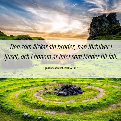 Picture 06 - 1 Johannesbrevet 2:10 SV1917 - Den som älskar sin broder, han förbliver i - Bible Verse Picture