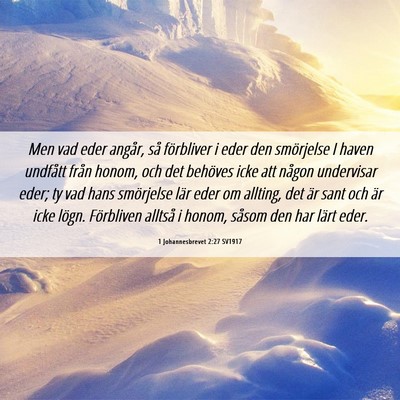 Picture 06 - 1 Johannesbrevet 2:27 SV1917 - Men vad eder angår, så förbliver i eder den - Bible Verse Picture