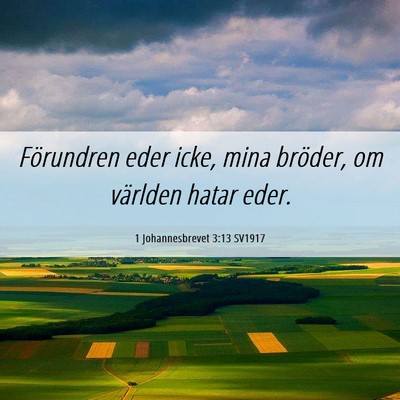 Picture 06 - 1 Johannesbrevet 3:13 SV1917 - Förundren eder icke, mina bröder, om världen - Bible Verse Picture