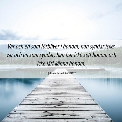 Picture 06 - 1 Johannesbrevet 3:6 SV1917 - Var och en som förbliver i honom, han syndar - Bible Verse Picture