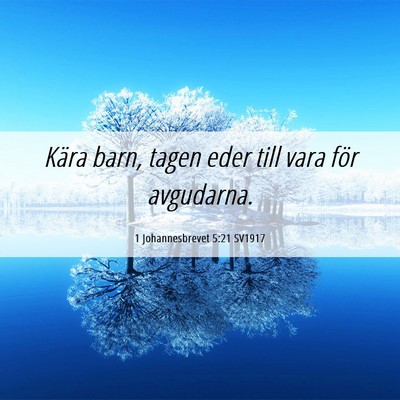 Picture 06 - 1 Johannesbrevet 5:21 SV1917 - Kära barn, tagen eder till vara för - Bible Verse Picture