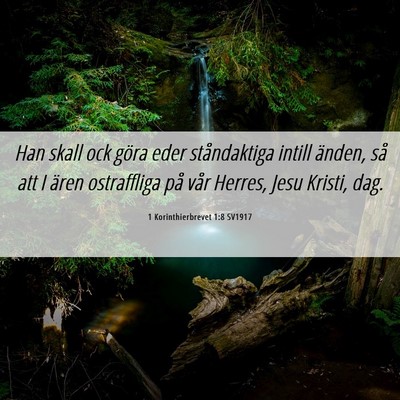 Picture 06 - 1 Korinthierbrevet 1:8 SV1917 - Han skall ock göra eder ståndaktiga intill - Bible Verse Picture