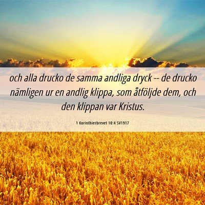 Picture 06 - 1 Korinthierbrevet 10:4 SV1917 - och alla drucko de samma andliga dryck -- de - Bible Verse Picture