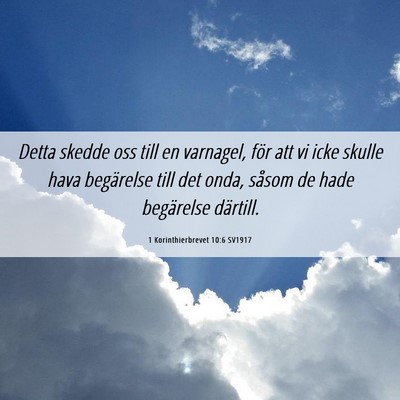Picture 06 - 1 Korinthierbrevet 10:6 SV1917 - Detta skedde oss till en varnagel, för att vi - Bible Verse Picture