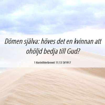 Picture 06 - 1 Korinthierbrevet 11:13 SV1917 - Dömen själva: höves det en kvinnan att ohöljd - Bible Verse Picture