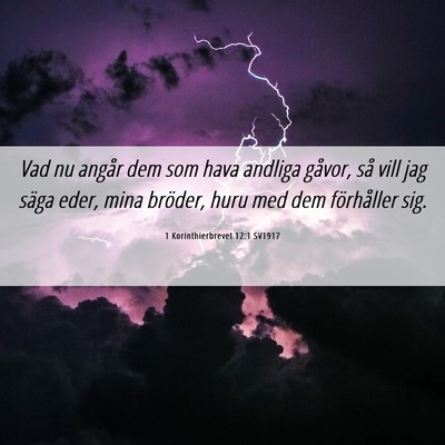 Picture 06 - 1 Korinthierbrevet 12:1 SV1917 - Vad nu angår dem som hava andliga gåvor, så - Bible Verse Picture