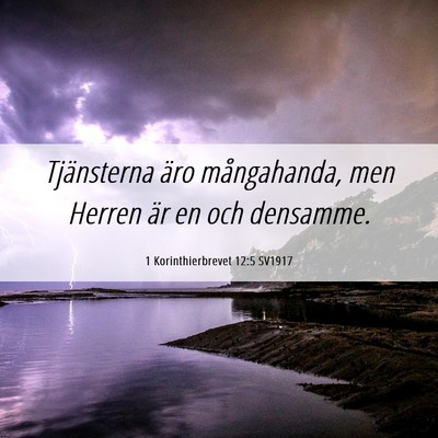 Picture 06 - 1 Korinthierbrevet 12:5 SV1917 - Tjänsterna äro mångahanda, men Herren är en - Bible Verse Picture