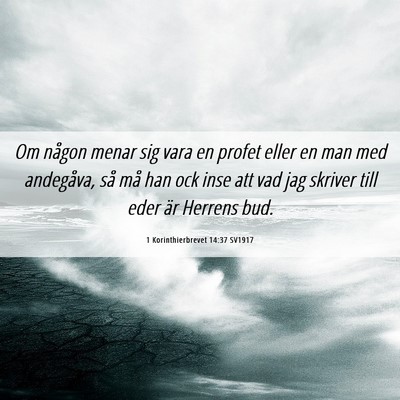 Picture 06 - 1 Korinthierbrevet 14:37 SV1917 - Om någon menar sig vara en profet eller en man - Bible Verse Picture
