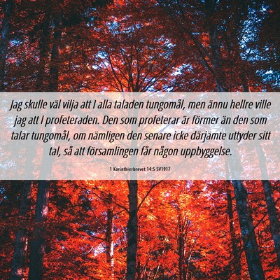 Picture 06 - 1 Korinthierbrevet 14:5 SV1917 - Jag skulle väl vilja att I alla taladen - Bible Verse Picture