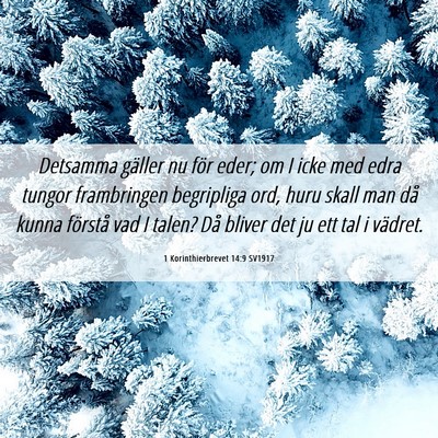 Picture 06 - 1 Korinthierbrevet 14:9 SV1917 - Detsamma gäller nu för eder; om I icke med edra - Bible Verse Picture