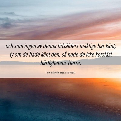 Picture 06 - 1 Korinthierbrevet 2:8 SV1917 - och som ingen av denna tidsålders mäktige har - Bible Verse Picture