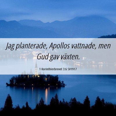 Picture 06 - 1 Korinthierbrevet 3:6 SV1917 - Jag planterade, Apollos vattnade, men Gud gav - Bible Verse Picture