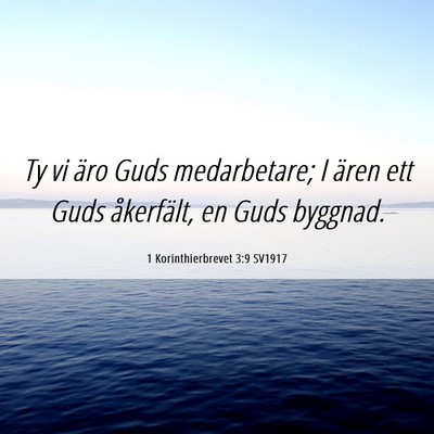 Picture 06 - 1 Korinthierbrevet 3:9 SV1917 - Ty vi äro Guds medarbetare; I ären ett Guds - Bible Verse Picture