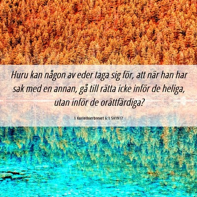 Picture 06 - 1 Korinthierbrevet 6:1 SV1917 - Huru kan någon av eder taga sig för, att när - Bible Verse Picture