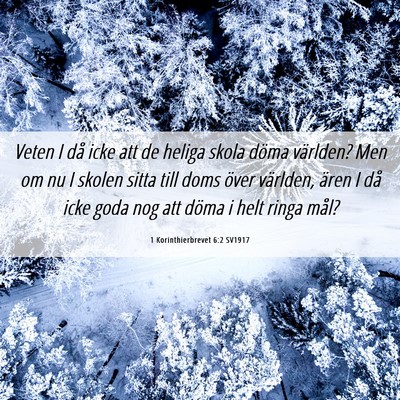 Picture 06 - 1 Korinthierbrevet 6:2 SV1917 - Veten I då icke att de heliga skola döma - Bible Verse Picture