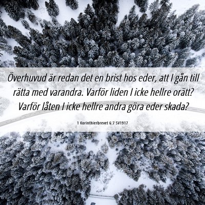 Picture 06 - 1 Korinthierbrevet 6:7 SV1917 - Överhuvud är redan det en brist hos eder, att I - Bible Verse Picture