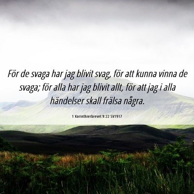 Picture 06 - 1 Korinthierbrevet 9:22 SV1917 - För de svaga har jag blivit svag, för att kunna - Bible Verse Picture
